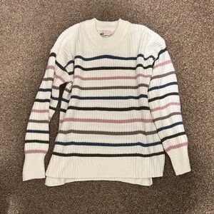 SO Women's Striped Crew Neck Sweater - Cream, Pink, Blue, Black